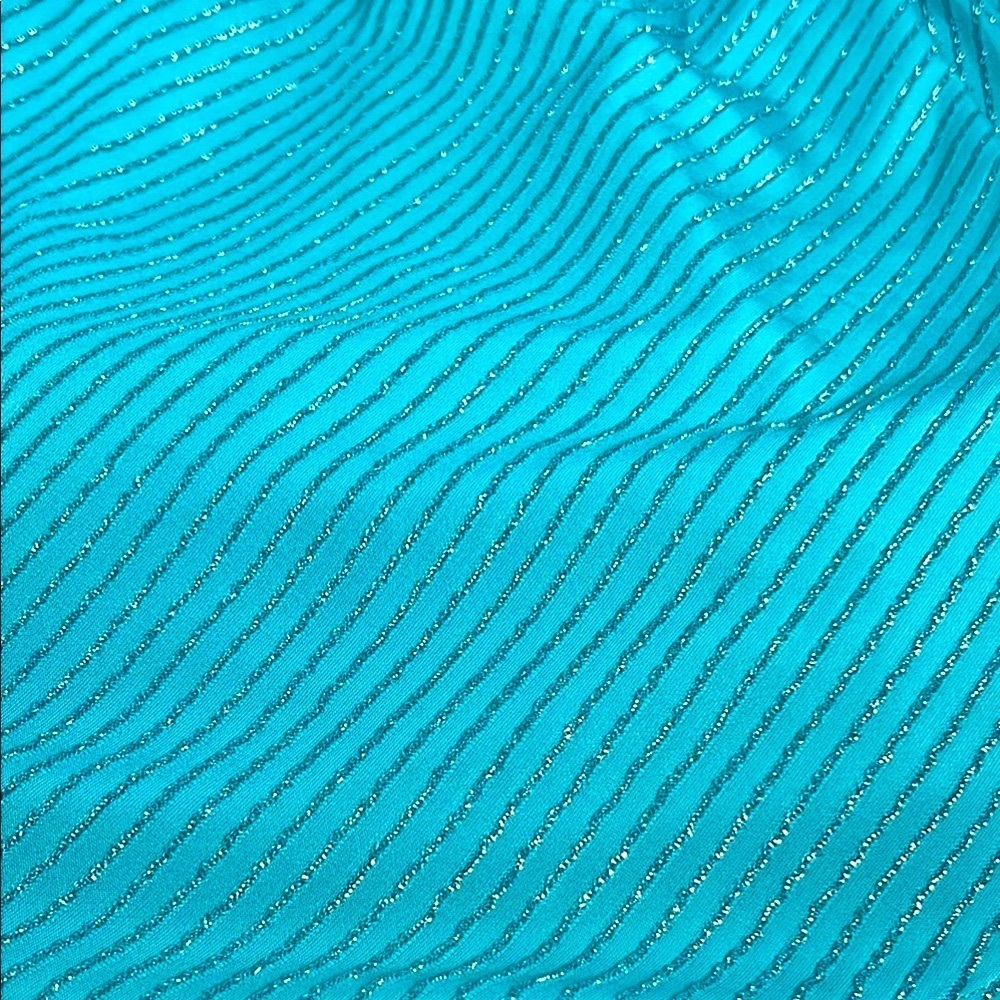 GUESS Metallic Tiffany Blue Ruched Wrap Mini Dress Prom Party Small $98 Retail - Picture 10 of 17